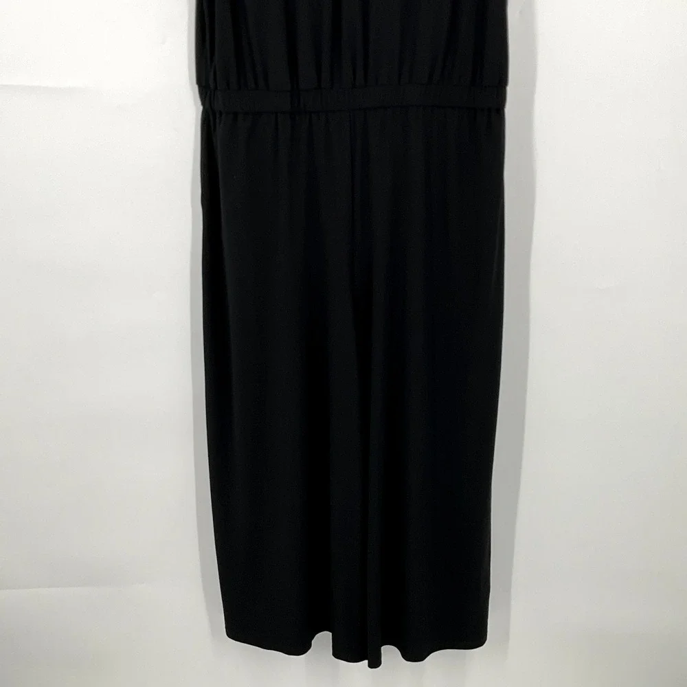 MSK Jumpsuit Women XL Black Gold Accent Elastic‎ Waist Pockets Wide Leg Classy